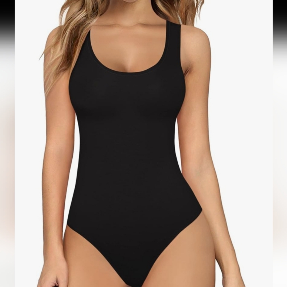 Mangopop Black Sleeveless Bodysuit, XL